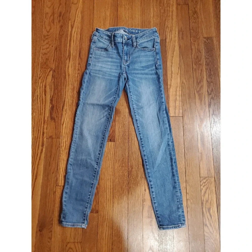 American Eagle Ne(x)t Level Stretch Medium Wash‎ Skinny Jegging Cropped 00 SHORT